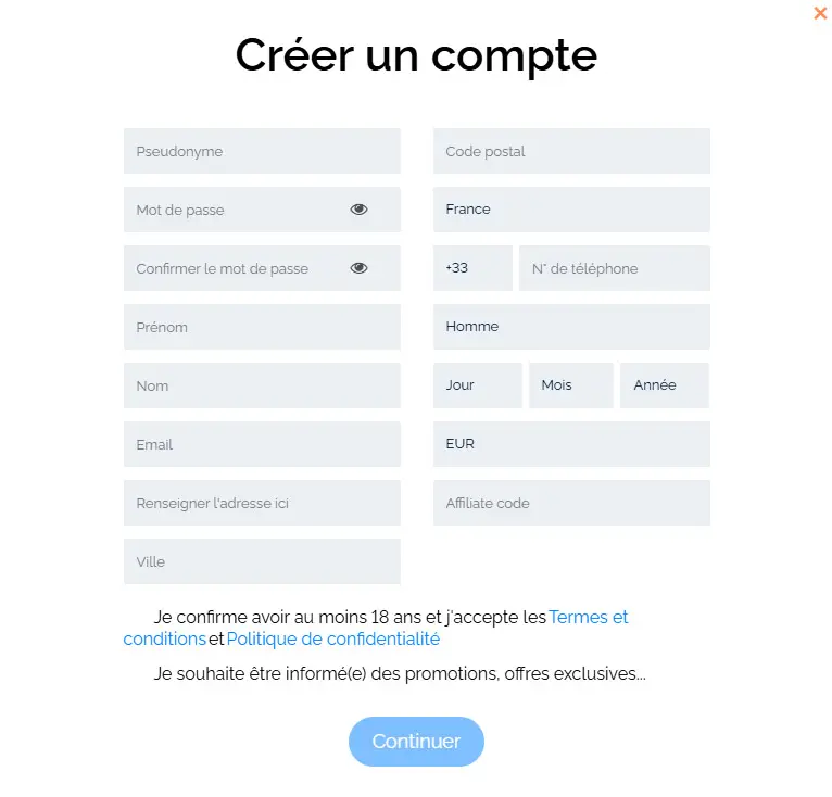 Registration process ROCKETPLAY CASINO